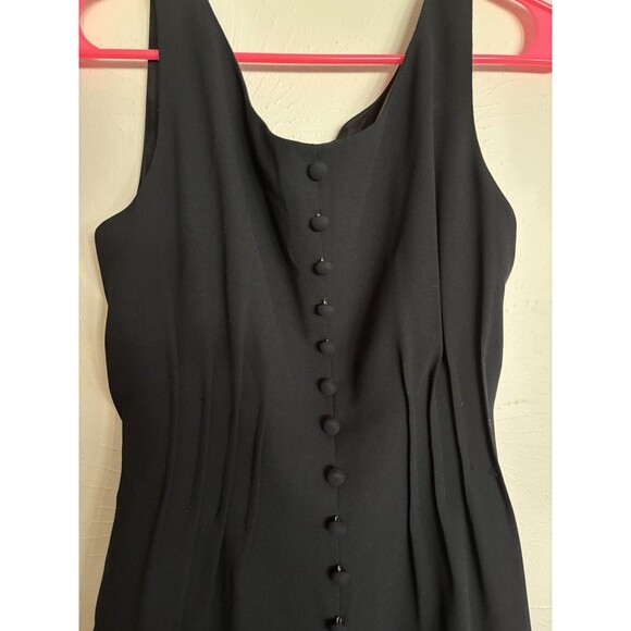 Ann Taylor M 8 Black Dress Sheath Cocktail Sleeveless Buttons 80s 90s Retro Goth - Picture 2 of 6